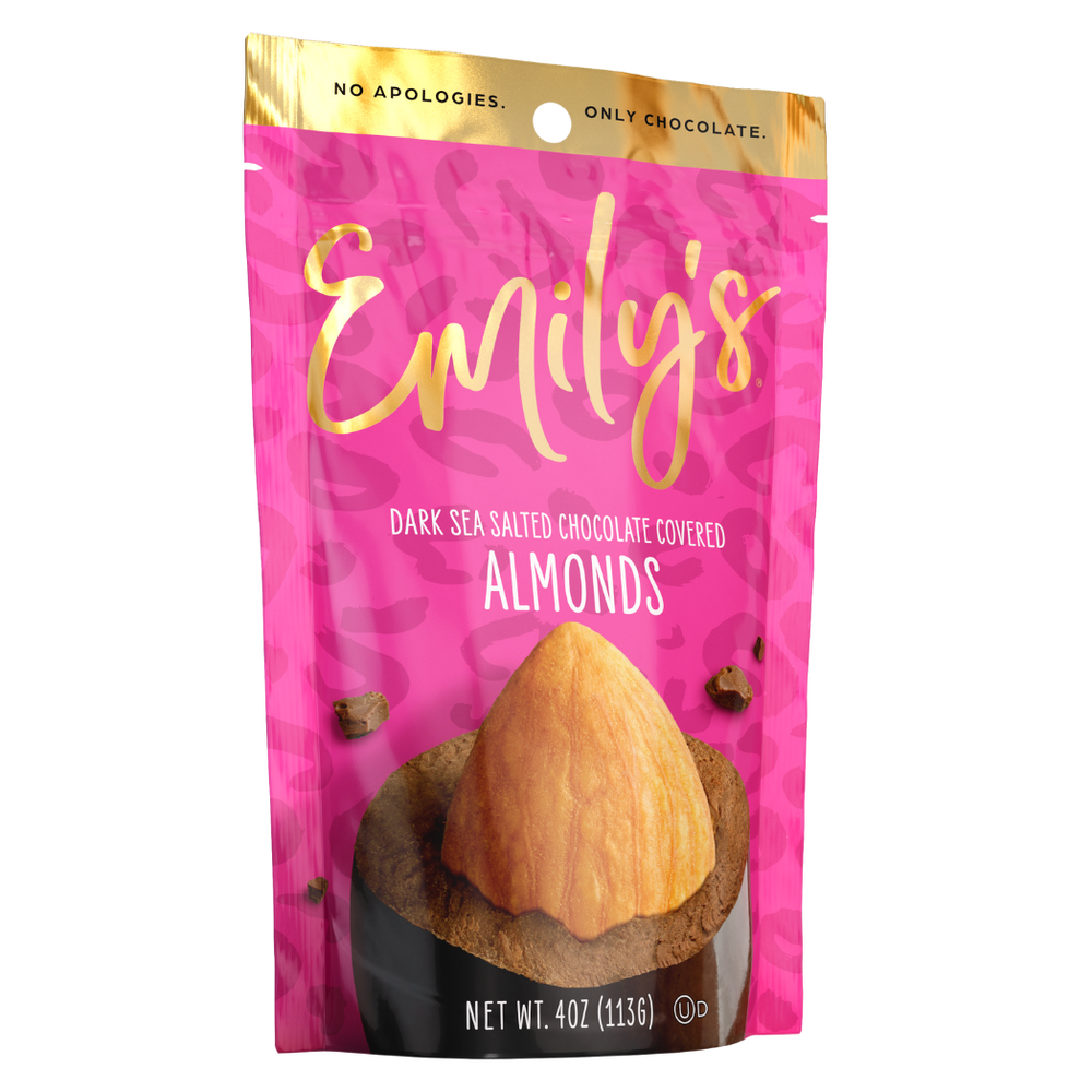 
                      
                        Load image into Gallery viewer, Emily&amp;#39;s Dark Sea Salted Chocolate Covered Almonds 3 Pk.
                      
                    